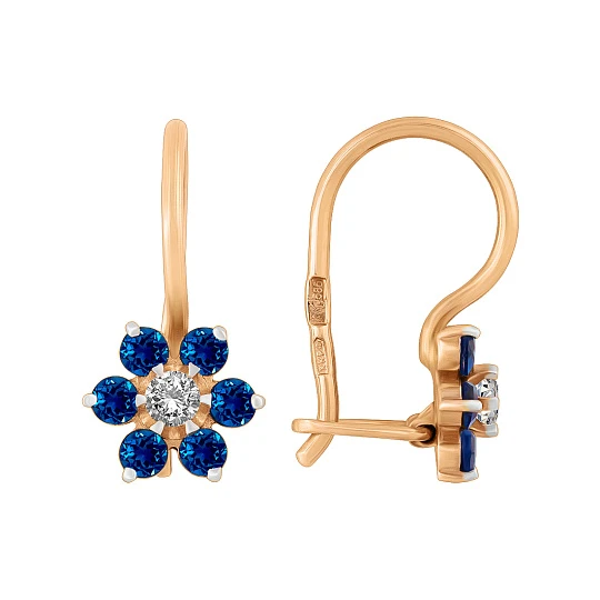 Серьги золотые 4443ст.с | Серьги с сапфиром купить по выгодной цене в ювелирном магазине ⭐️ «Золотая Подкова»