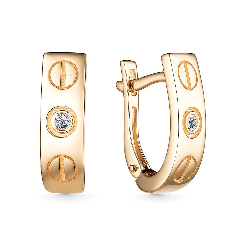 Серьги золотые 25775-100 | Серьги с бриллиантами купить по выгодной цене в ювелирном магазине ⭐️ «Золотая Подкова»