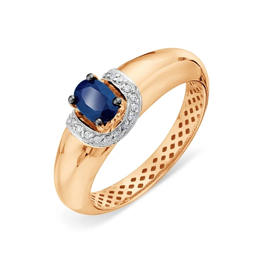 Кольцо золотое Т14101Б178-01-02 | Кольца с сапфиром купить по выгодной цене в ювелирном магазине ⭐️ «Золотая Подкова»