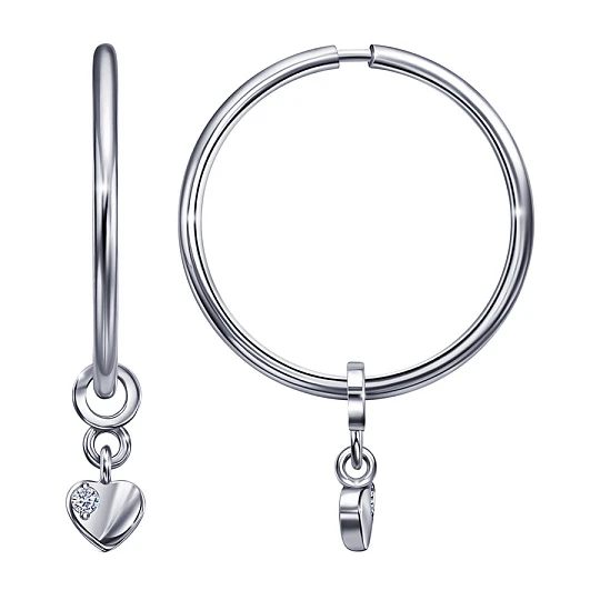 Серьги из серебра с фианитами