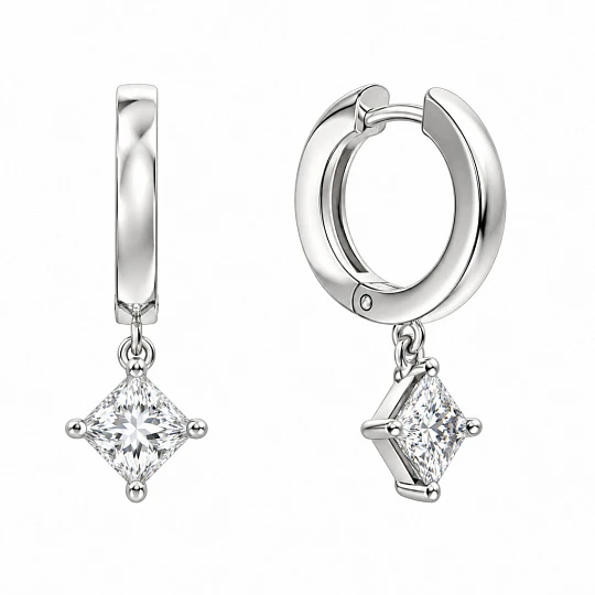 Серьги из серебра с фианитами