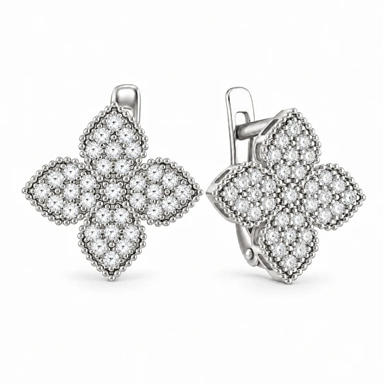 Серьги из серебра с фианитами