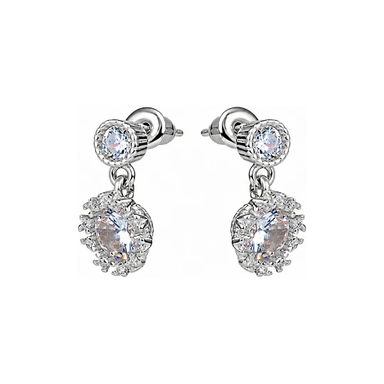 Серьги из серебра с фианитами