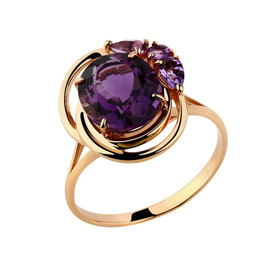 Кольцо золотое 10360902 Аметист | Кольца с аметистом купить по выгодной цене в ювелирном магазине ⭐️ «Золотая Подкова»