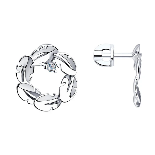 Серьги из серебра с фианитами