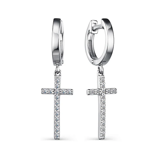 Серьги из серебра с фианитами