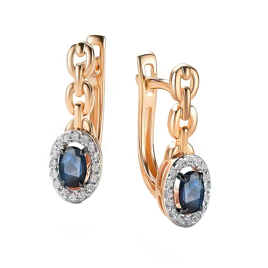 Серьги золотые 26091-102 | Серьги с сапфиром купить по выгодной цене в ювелирном магазине ⭐️ «Золотая Подкова»