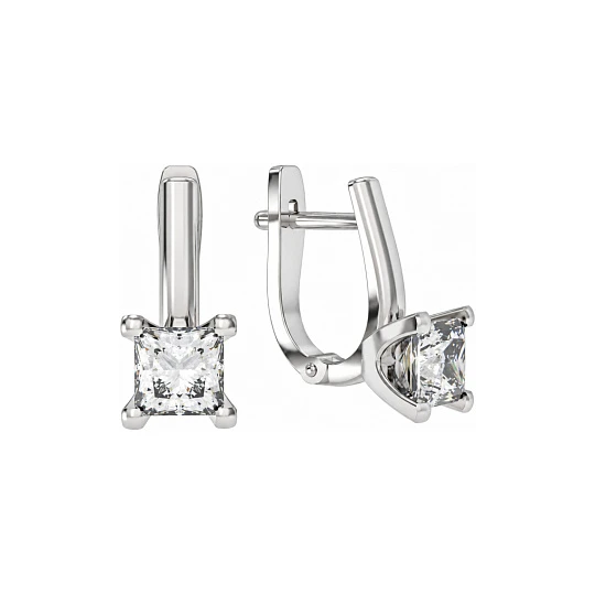Серьги из серебра с фианитами