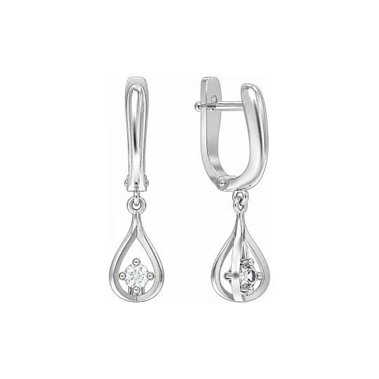 Серьги из серебра с фианитами
