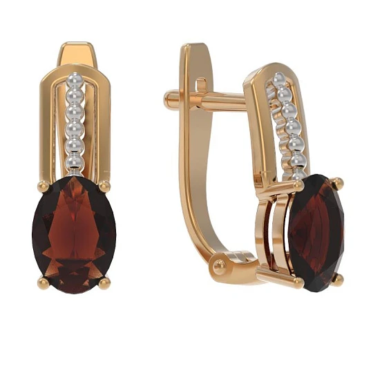 Серьги золотые 1032-11220-G | Серьги с гранатом купить по выгодной цене в ювелирном магазине ⭐️ «Золотая Подкова»