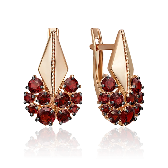 Серьги золотые 02-5400-00-204-1110 | Серьги с гранатом купить по выгодной цене в ювелирном магазине ⭐️ «Золотая Подкова»