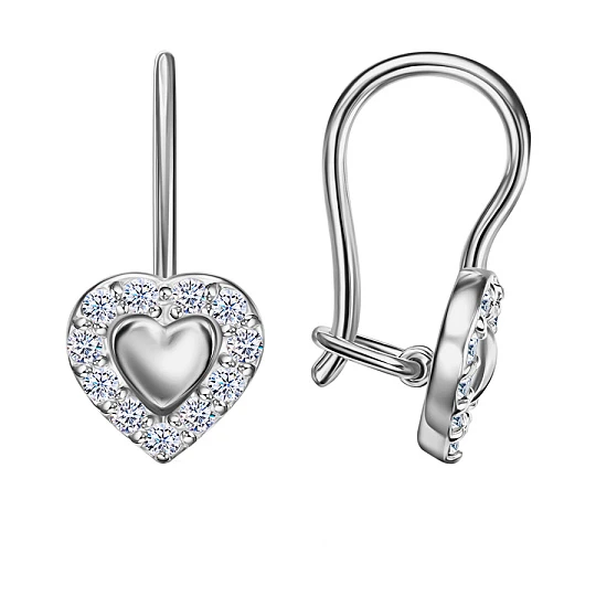 Серьги из серебра с фианитами