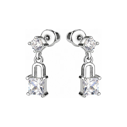 Серьги из серебра с фианитами