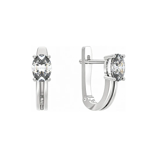 Серьги из серебра с фианитами