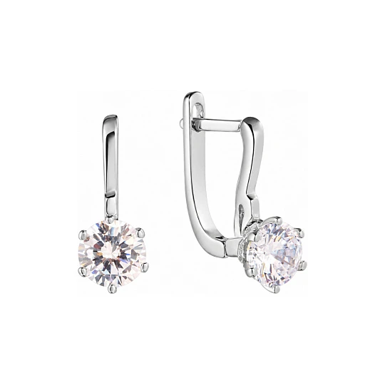 Серьги из серебра с фианитами