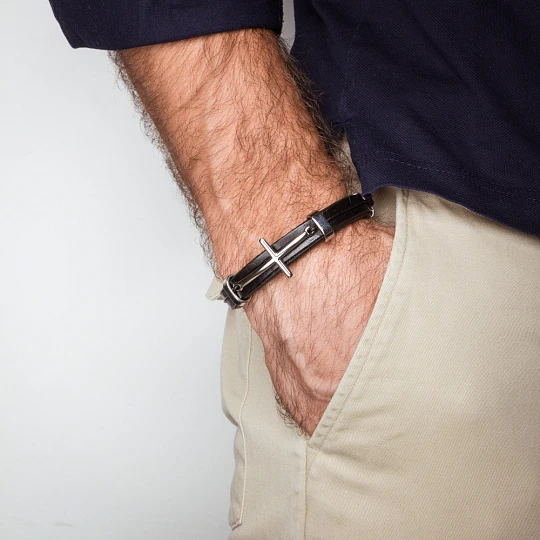 Браслет стальной AS-BR029-bk | Ювелирные изделия в сети Золотая Подкова