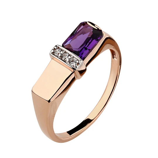 Кольцо золотое 10391095 Аметист | Кольца с аметистом купить по выгодной цене в ювелирном магазине ⭐️ «Золотая Подкова»