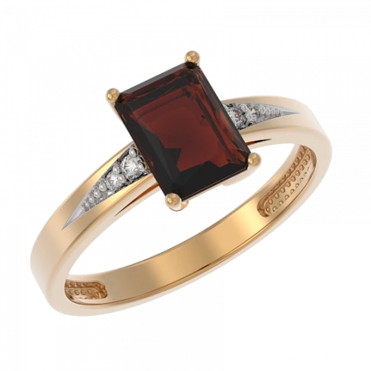 Кольцо золотое 1042021-11130-G | Кольца с гранатом купить по выгодной цене в ювелирном магазине ⭐️ «Золотая Подкова»