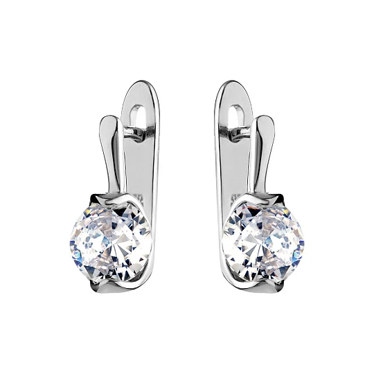 Серьги из серебра с фианитами