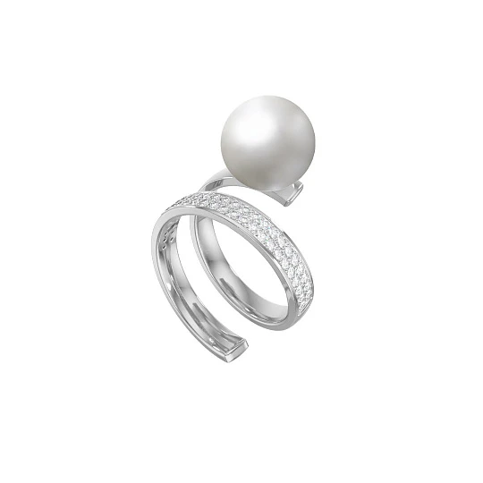 Кольцо золотое К1352-560165 | Кольца с жемчугом купить по выгодной цене в ювелирном магазине ⭐️ «Золотая Подкова»