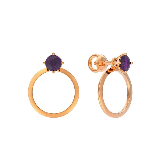 Серьги золотые 1044012-11220-A | Серьги с аметистом купить по выгодной цене в ювелирном магазине ⭐️ «Золотая Подкова»