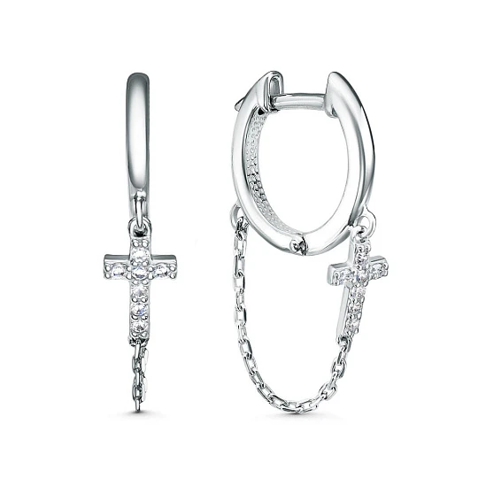 Серьги серебряные 11-1971р | Ювелирные изделия в сети Золотая Подкова