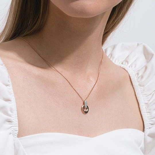 Подвеска золотая 022633-1102 | Подвески и кулоны с фианитом купить по выгодной цене в ювелирном магазине ⭐️ «Золотая Подкова»