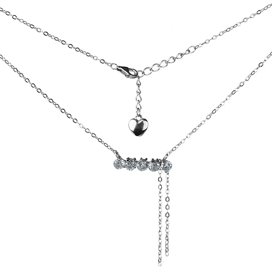 Колье серебряное SET18766N | Колье с фианитом купить по выгодной цене в ювелирном магазине ⭐️ «Золотая Подкова»