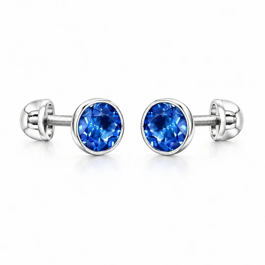 Серьги из серебра с сапфирами