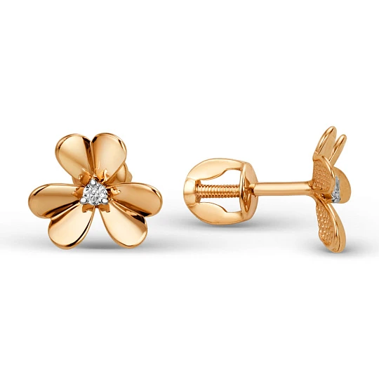 Серьги золотые 013472-1102 | Ювелирные изделия в сети Золотая Подкова