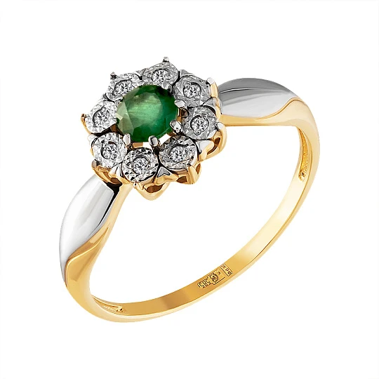 Кольцо золотое 802-02443-30-11-01-10 | Кольца с изумрудами купить по выгодной цене в ювелирном магазине ⭐️ «Золотая Подкова»