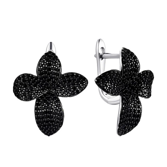 Серьги из серебра с фианитами
