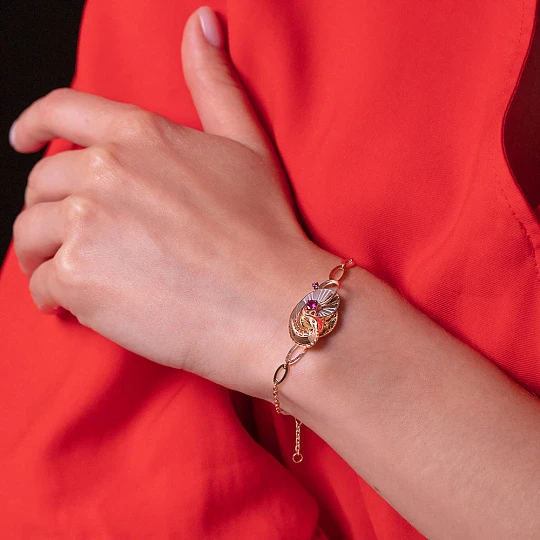 Браслет золотой 05-0714-00-204-1140 | Браслеты с гранатом купить по выгодной цене в ювелирном магазине ⭐️ «Золотая Подкова»