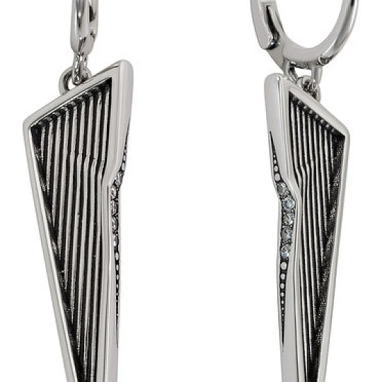 Серьги серебряные 43457 | Английский замок серьги купить по выгодной цене в ювелирном магазине ⭐️ «Золотая Подкова»