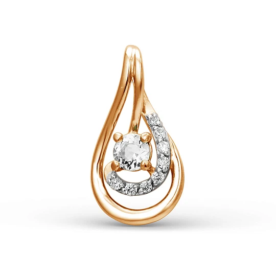 Подвеска золотая 001293-1102 | Подвески и кулоны с фианитом купить по выгодной цене в ювелирном магазине ⭐️ «Золотая Подкова»