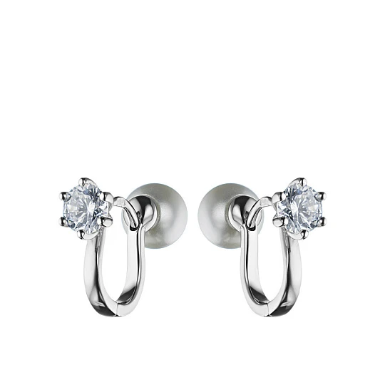 Серьги серебряные D0371E | Серьги с жемчугом купить по выгодной цене в ювелирном магазине ⭐️ «Золотая Подкова»