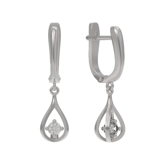 Серьги из серебра с фианитами