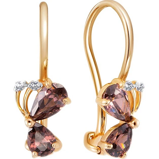 Серьги из золота с фианитами