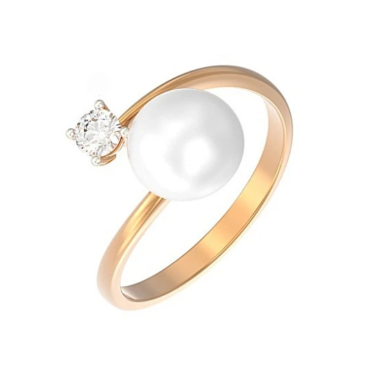 Кольцо золотое 1045631-11250 | Кольца с жемчугом купить по выгодной цене в ювелирном магазине ⭐️ «Золотая Подкова»