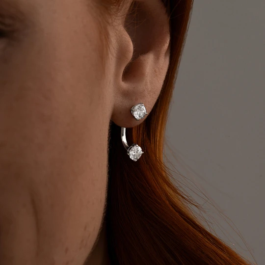 Серьги из серебра с фианитами