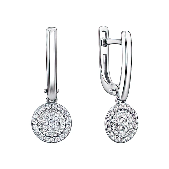 Серьги из серебра с фианитами