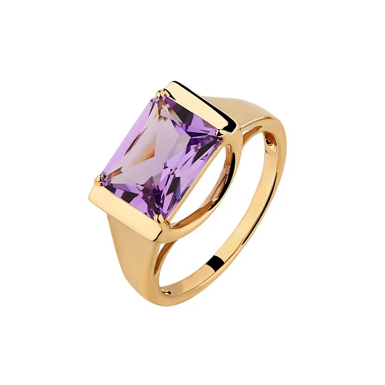 Кольцо золотое 10333 Аметист | Кольца с аметистом купить по выгодной цене в ювелирном магазине ⭐️ «Золотая Подкова»