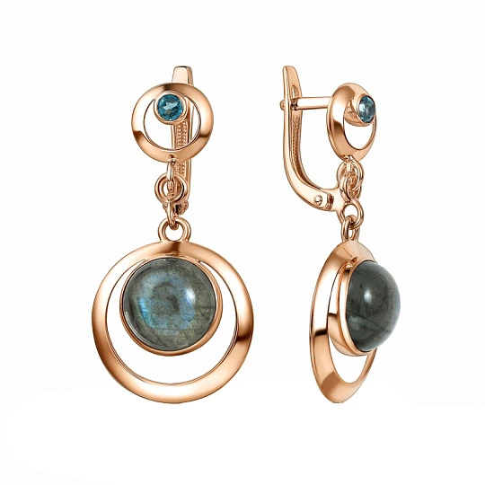 Серьги золотые 20793548 Лабрадорит | Серьги с кварцем купить по выгодной цене в ювелирном магазине ⭐️ «Золотая Подкова»