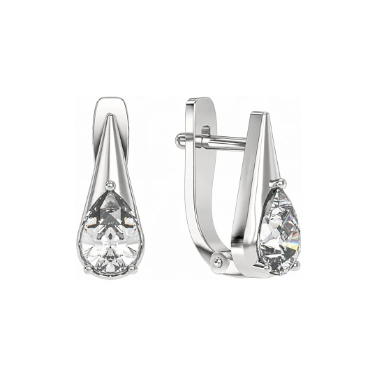 Серьги из серебра с фианитами