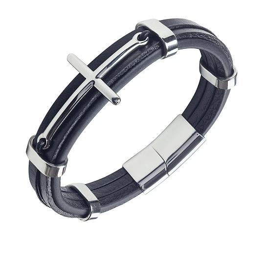 Браслет стальной AS-BR029-bk | Ювелирные изделия в сети Золотая Подкова