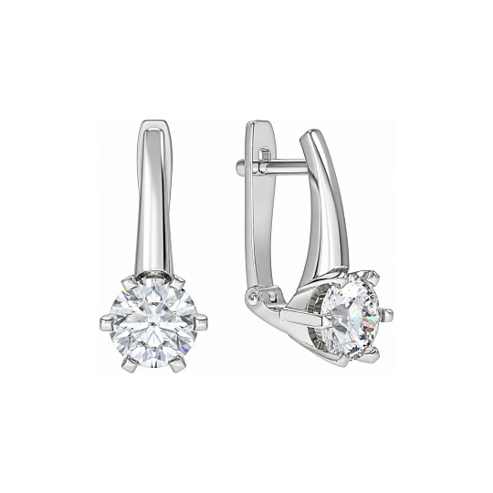 Серьги из серебра с фианитами