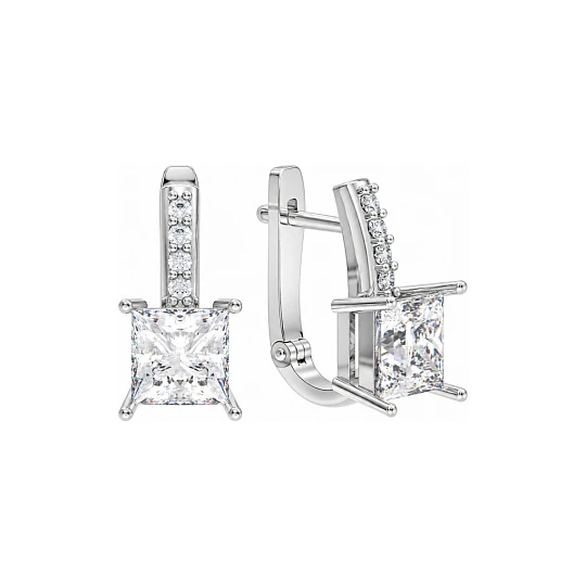 Серьги из серебра с фианитами
