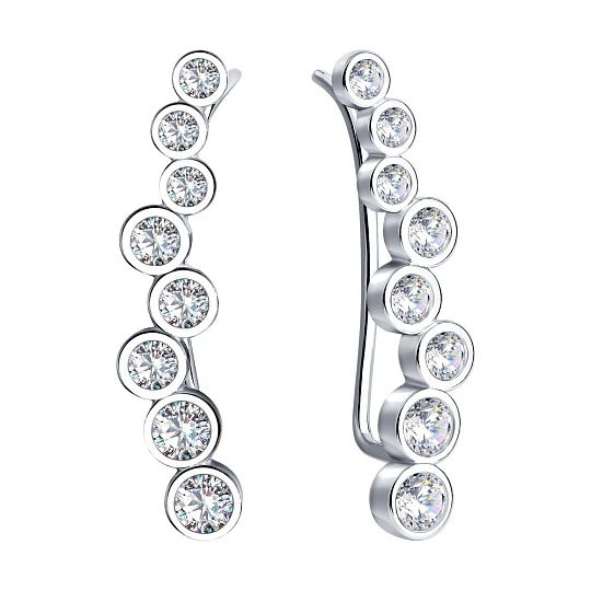 Серьги серебряные 94021652 | Зажимы серьги купить по выгодной цене в ювелирном магазине ⭐️ «Золотая Подкова»