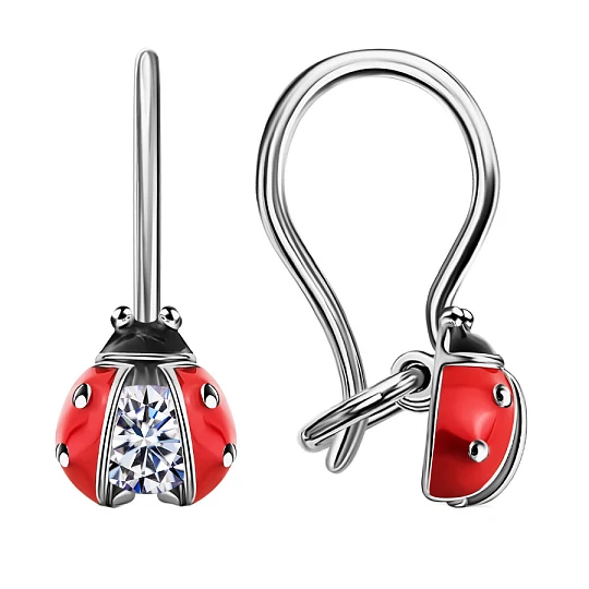 Серьги из серебра с фианитами