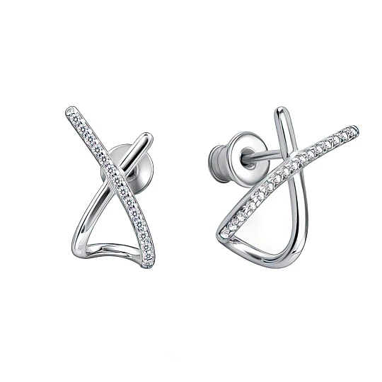 Серьги из серебра с фианитами